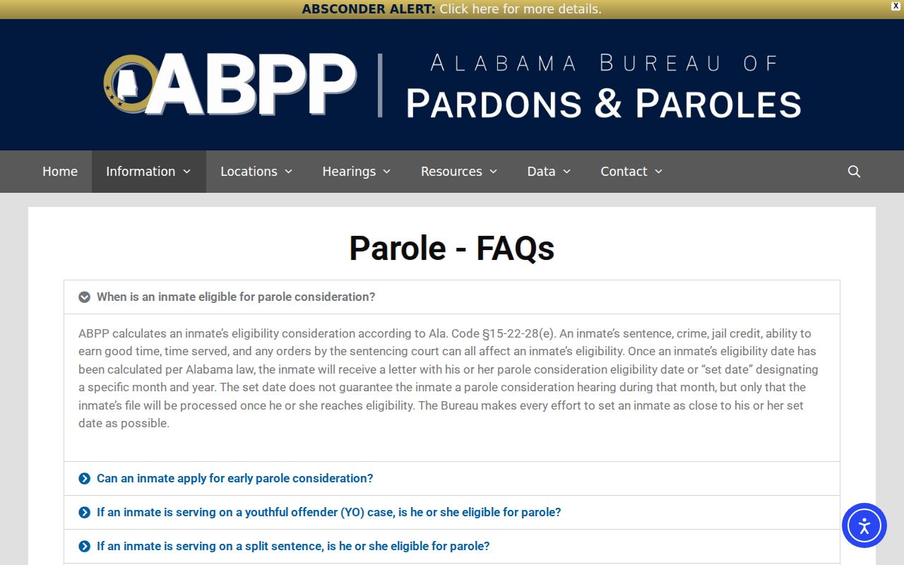 ABPP FAQ on parole eligibility calculation